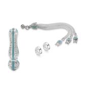 Mavi Mineli Alpaka Püskül Seti