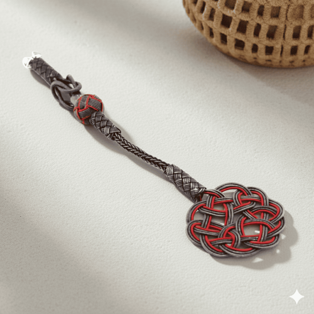 Kırmızı Siyah Yaprak Tasarım 1000 Ayar Gümüş Kazaz Püskül