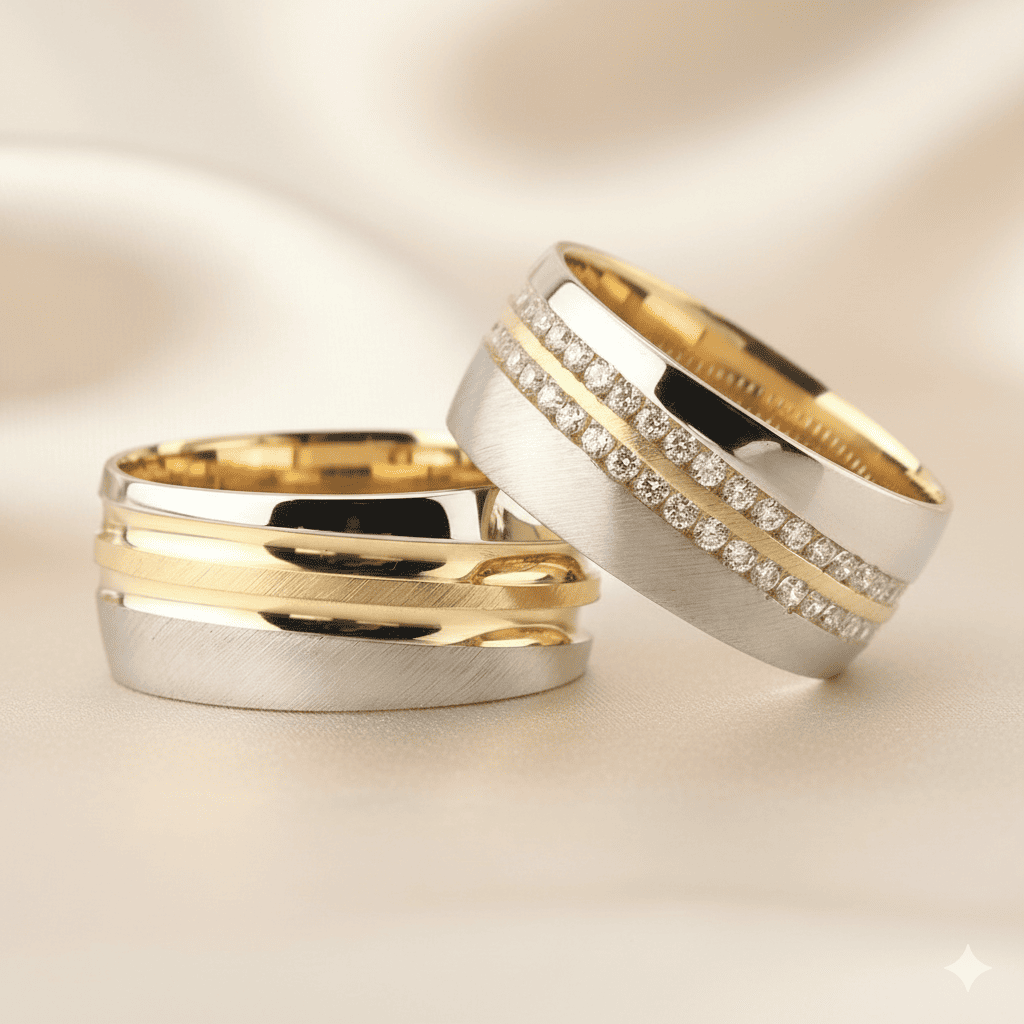 Su Yolu Tasarım 925 Ayar Gümüş Çift Alyans