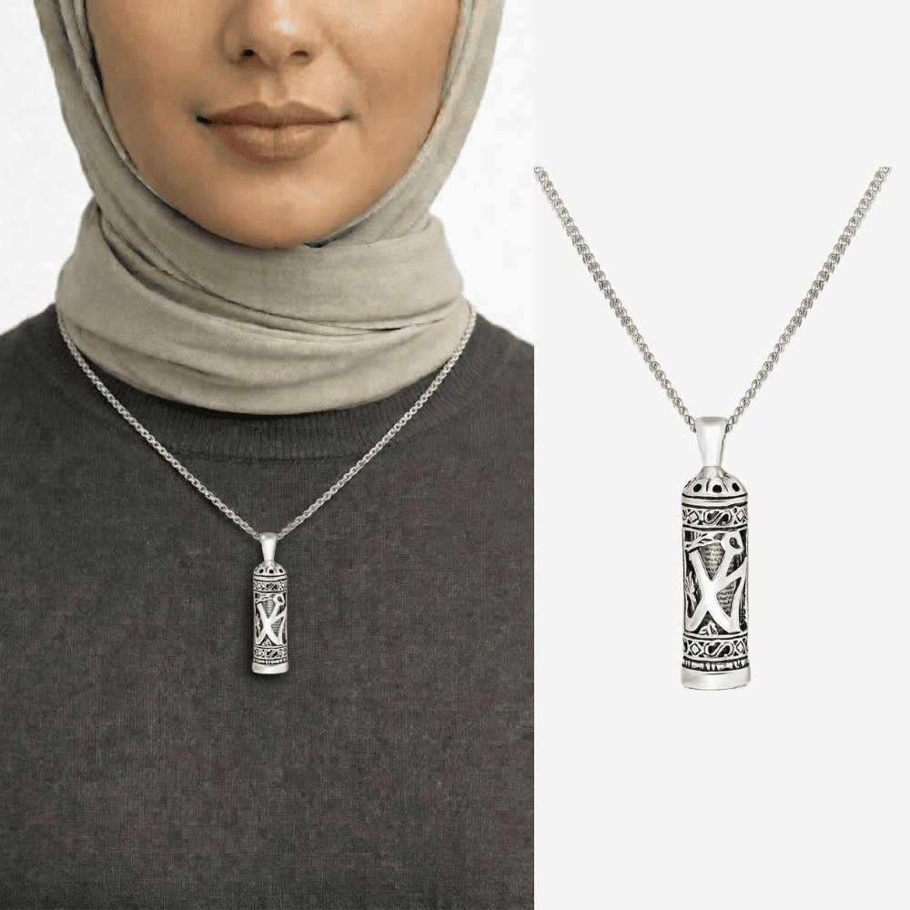 Arapça Muhammed Yazılı 925 Ayar Gümüş Kadın Cevşen Kolye