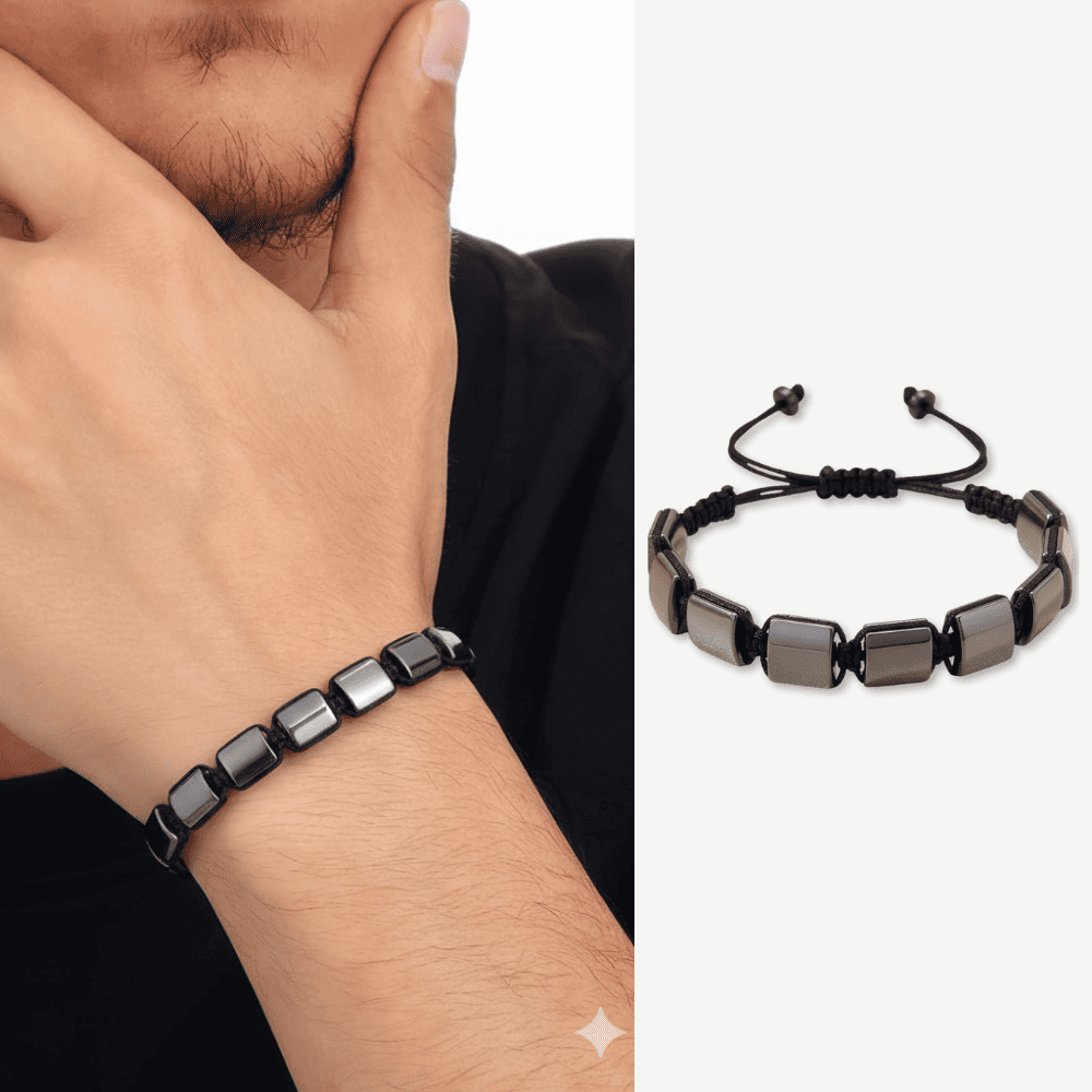 Makrome Örgü Hematit Doğaltaş Bileklik