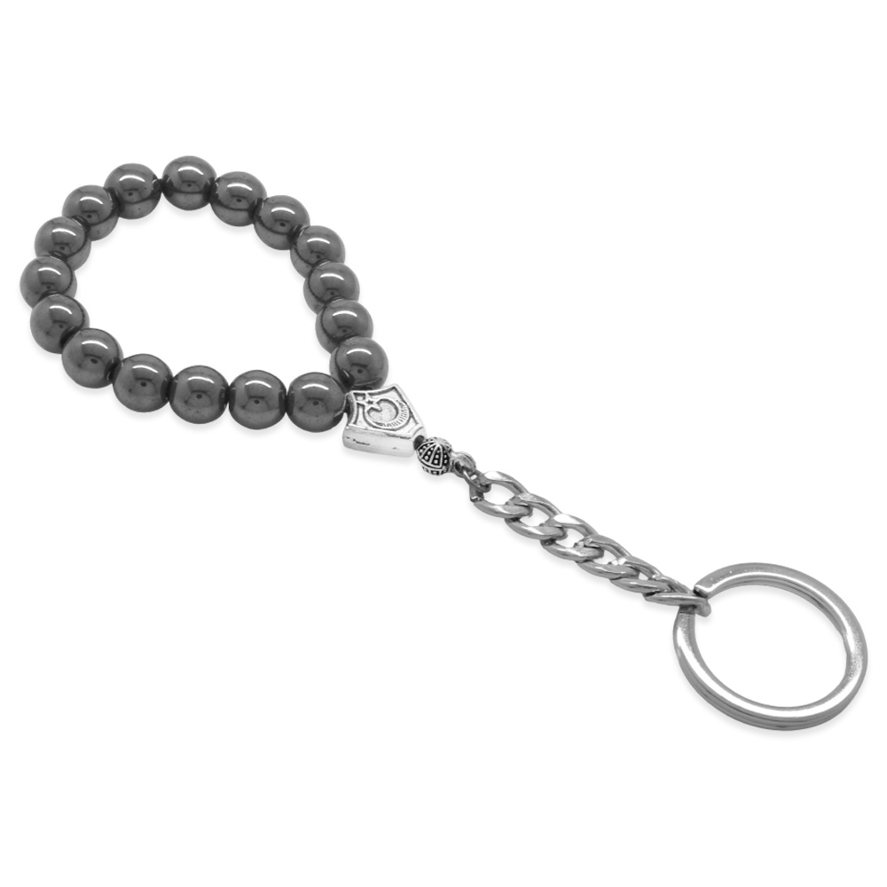 Hematit Doğaltaş Krom Çelik Kombinli Tesbih Anahtarlık