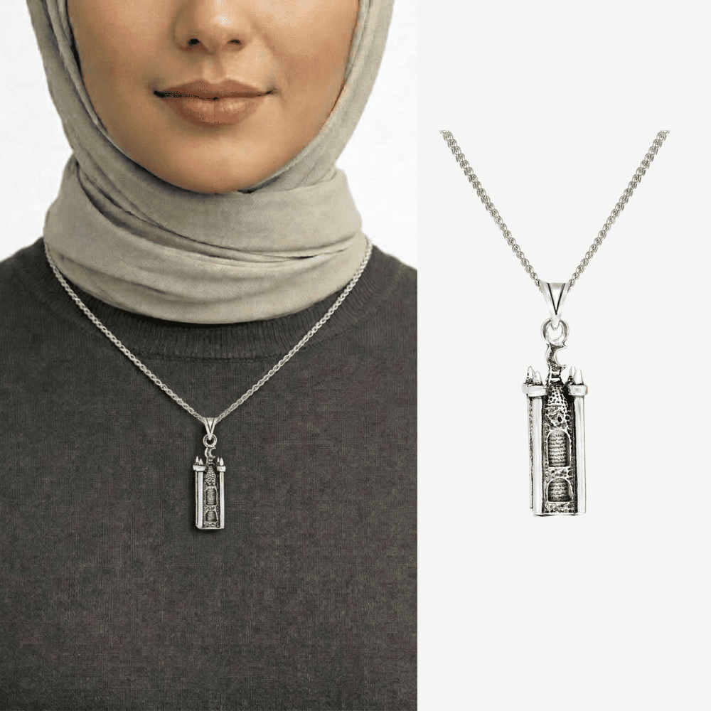 Minare Tasarım 925 Ayar Gümüş Kadın Cevşen Kolye