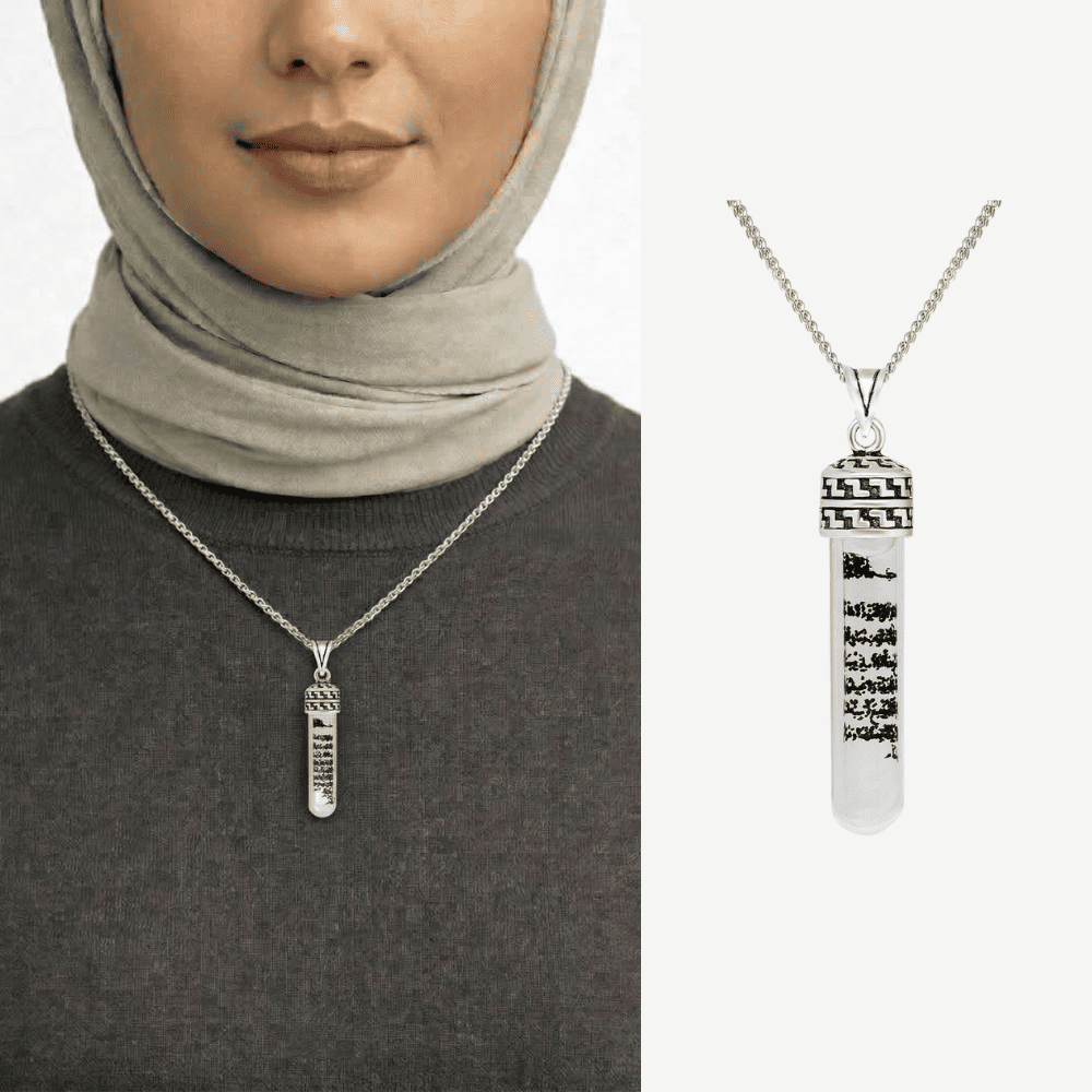 Zemzem Suyu Doldurulmuş 925 Ayar Gümüş Kadın Cevşen Kolye